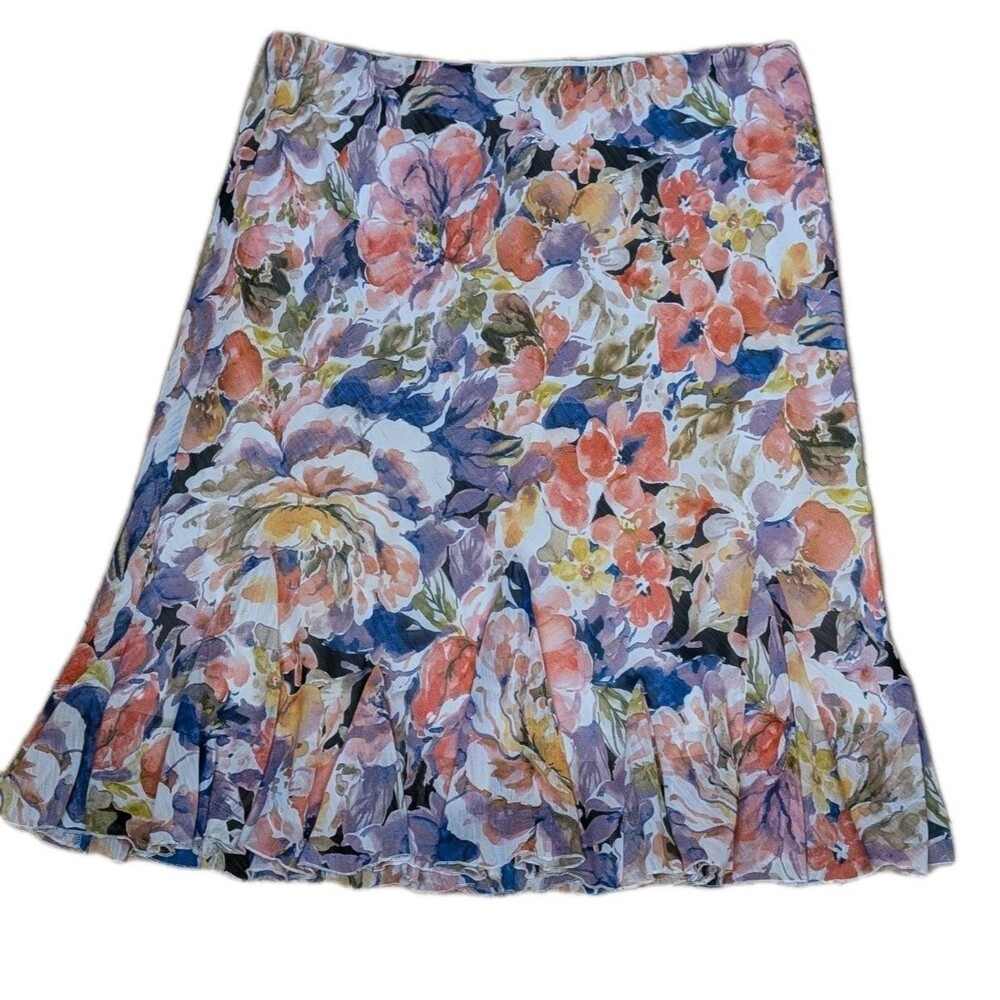 3XL Dress Barn Womens plus Size 3X Peach Lavender Floral Maxi Skirt Summer Flowy